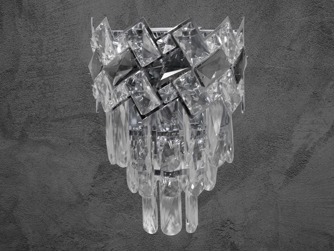 Бра хрустальное в спальню на 2 лампы 6309-BCH-LS Хром (2425399554)