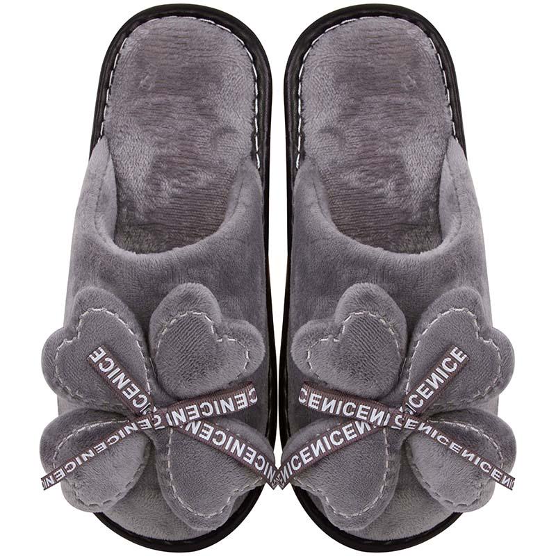 Тапочки женские с бантом р. 36-37 23,5 см Сірий (4100903_36-37)