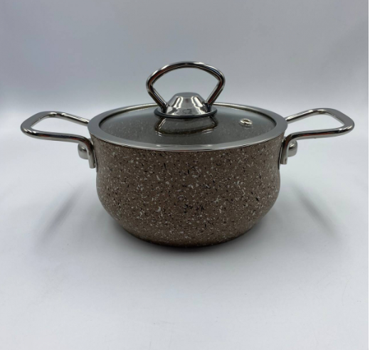 Каструля маленька OMS алюмінієва з кришкою з антипригарним покриттям 0,9 л Коричневий