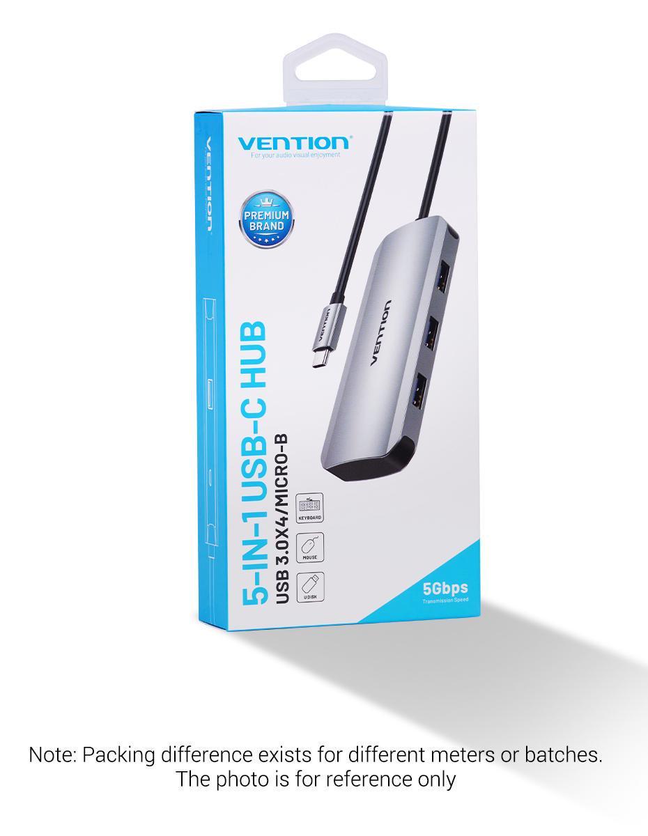 USB-хаб Vention Type-C-4x USB 3.0/Micro-USB/5 Гбит/с USB-C через Micro-B металлический Серый (TNAHB) - фото 14