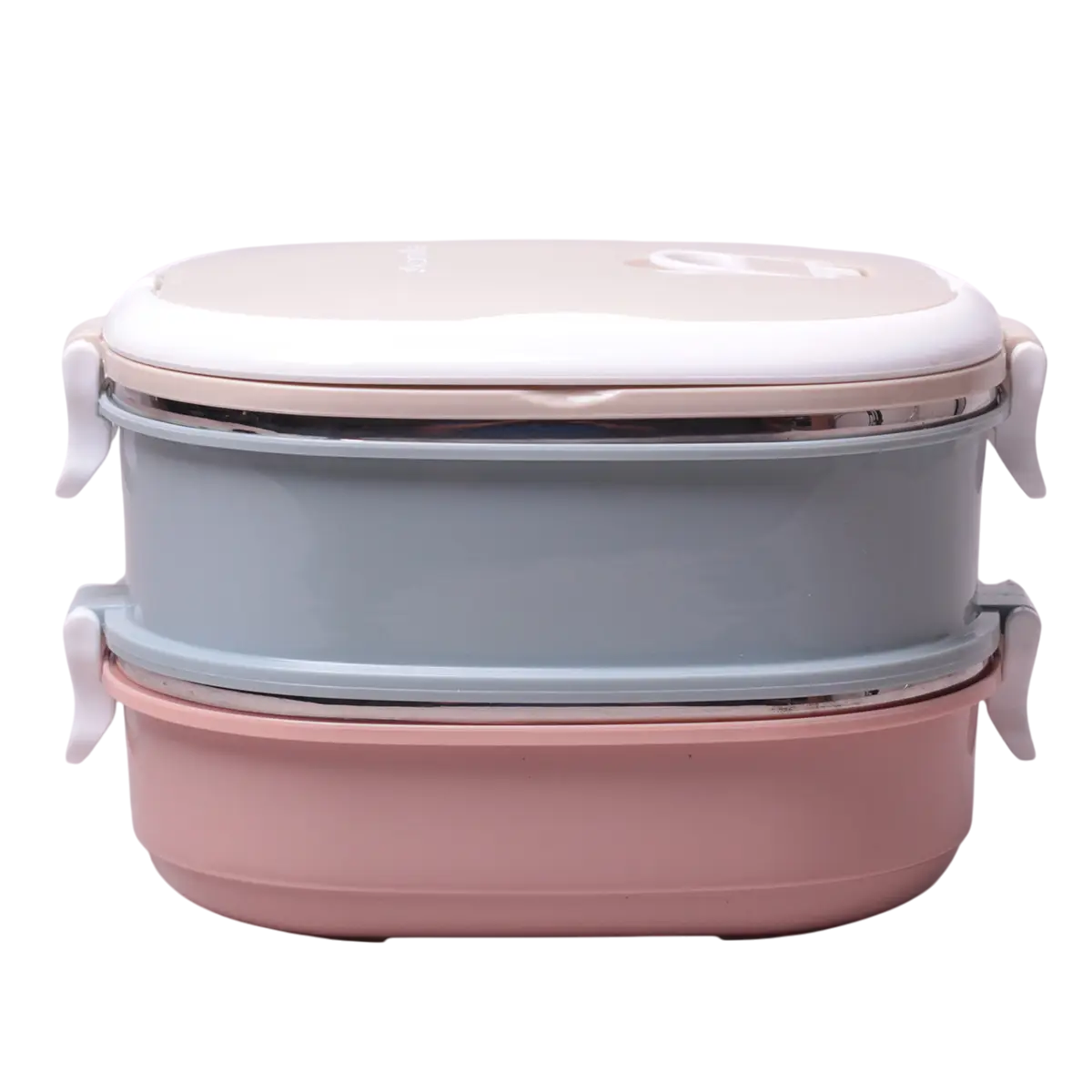 Ланч-бокс двойной Kamille KM-2125 из пластика и нержавеющей стали с 2-мя ручками 1400 мл Разноцветный (124-84-2125)