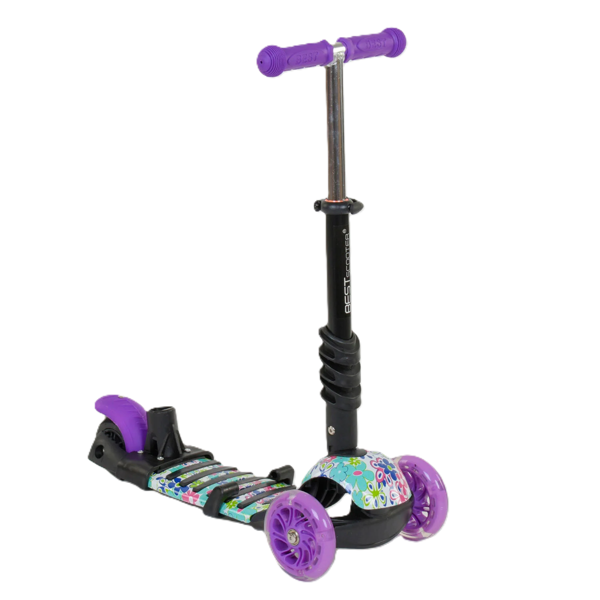 Самокат Best Scooter 5в1 с подсветкой колес Фиолетовый (25283421) - фото 2 Самокат Best Scooter 5в1 с подсветкой колес Фиолетовый (25283421) - фото 2