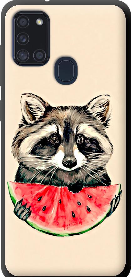Чехол на Samsung Galaxy A21s A217F Енотик с арбузом (4605b-1943-42517)