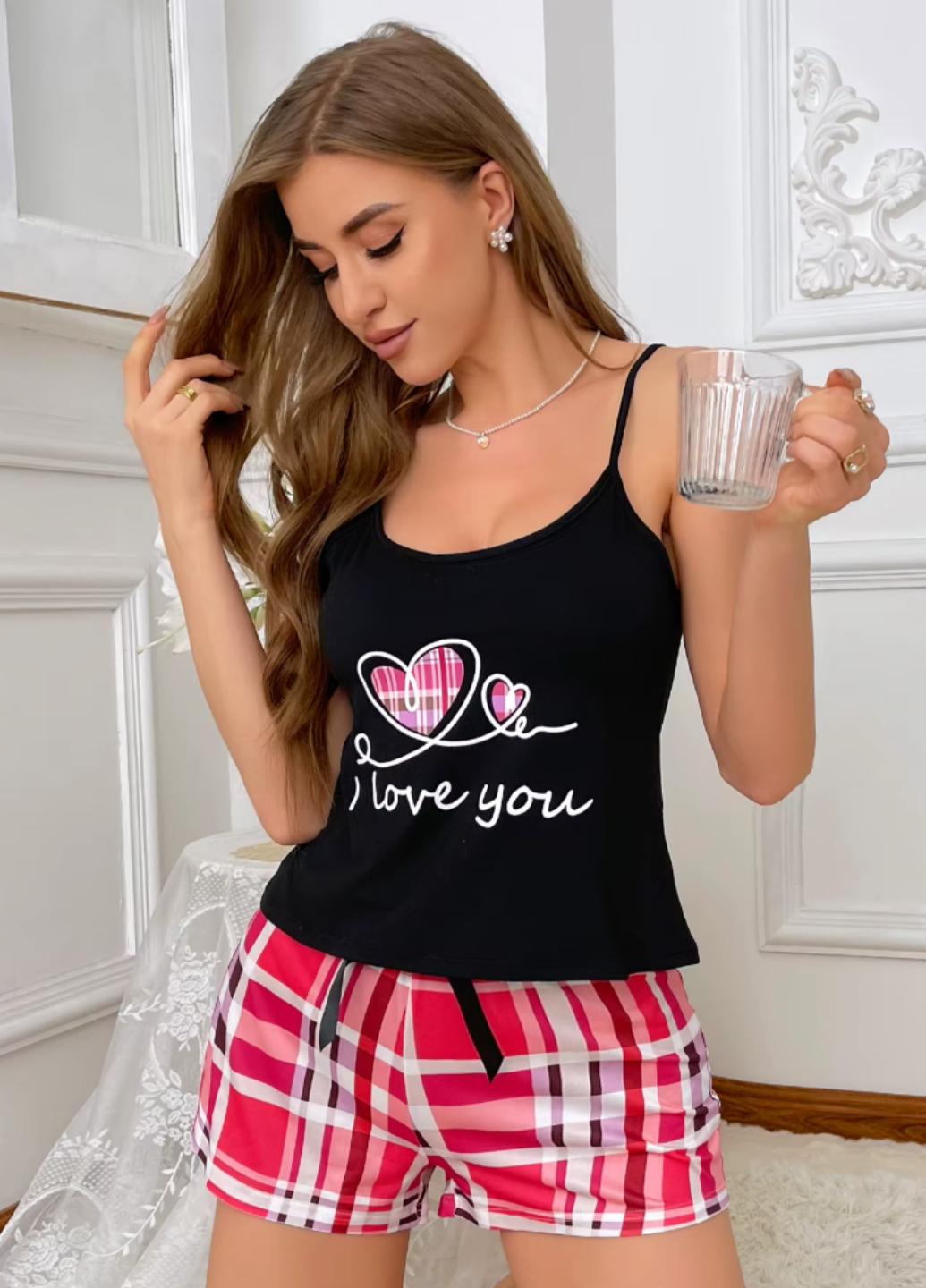 Пижама женская Love You майка и шортики XL Разноцветный (1758-48)