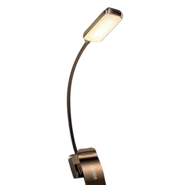Настільна лампа для читання акумуляторна Gritin 9 LED гнучка 1000 mAh до 80 г роботи