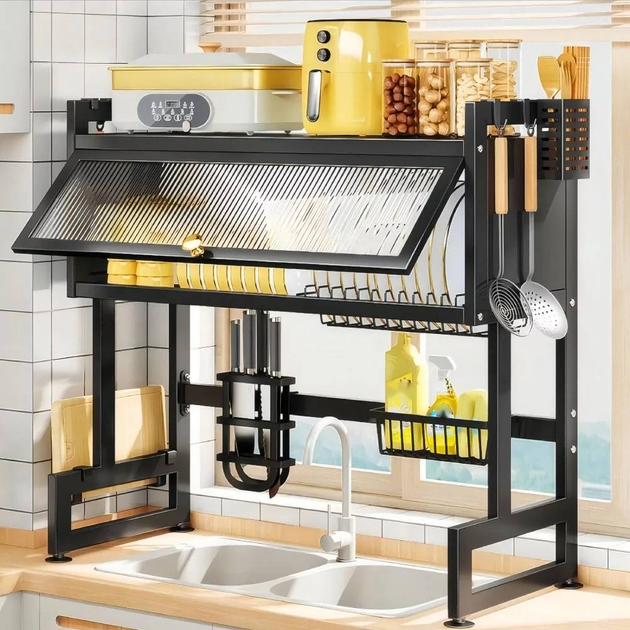 Органайзер двухъярусный для сушки и хранения посуды со шкафчиком над раковиной 65 см - фото 4 Органайзер двухъярусный для сушки и хранения посуды со шкафчиком над раковиной 65 см - фото 4