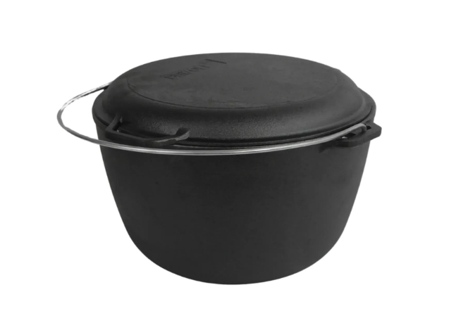 Котел чугунный туристический Brizoll с чугунной крышкой-сковородой 10 л (KT10-2) - фото 4