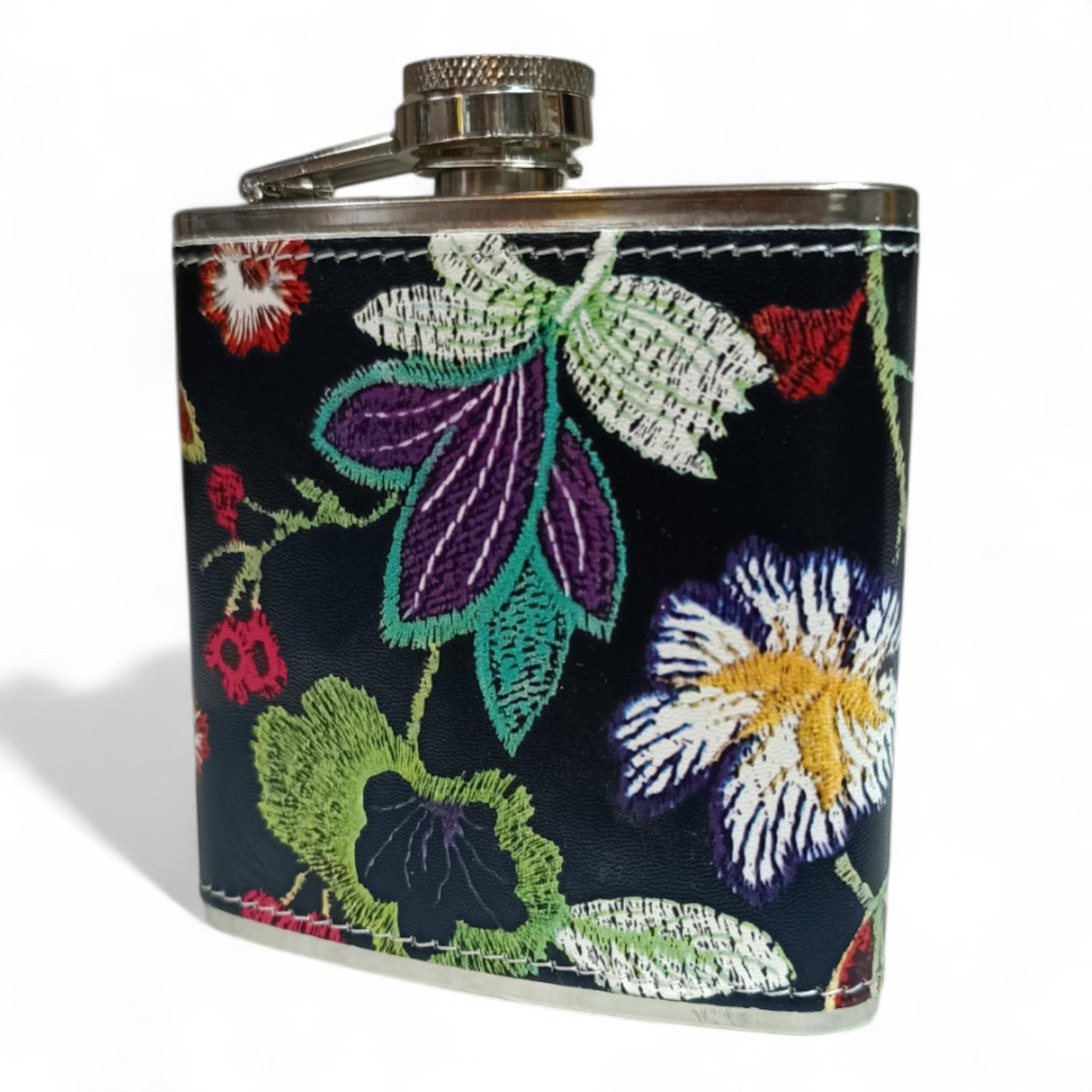 Фляга Hip Flask Цветок D412 6Oz 170 мл из нержавеющей стали Black (F_G412)
