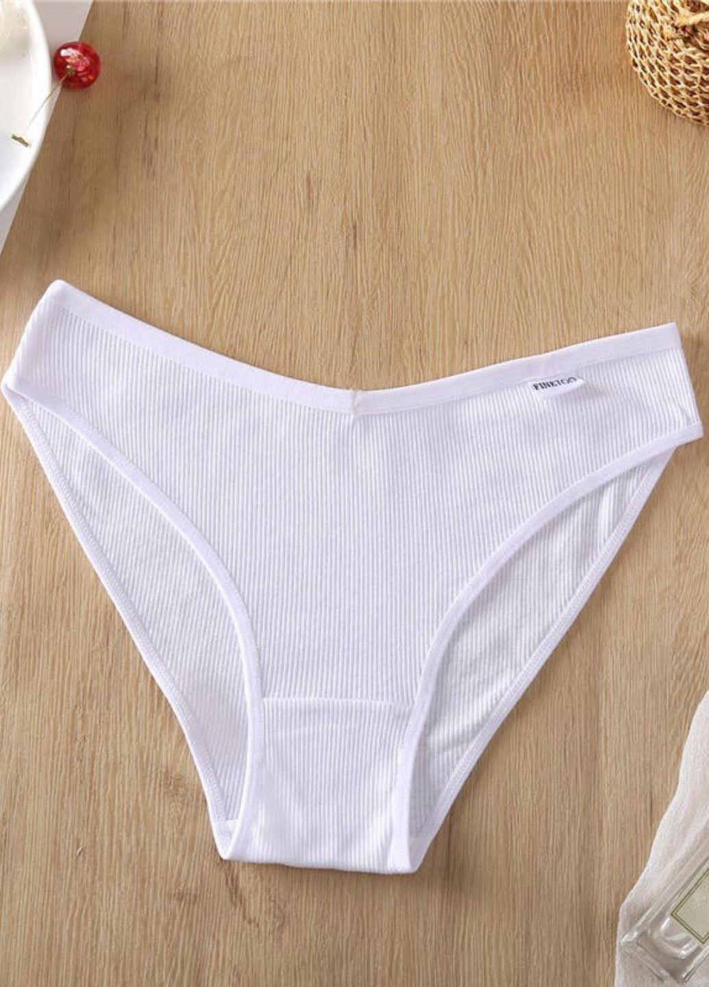 Трусики-слипы в рубчик хлопковые FINETOO с V-образной линией талии M р. 44 1 шт. Белый