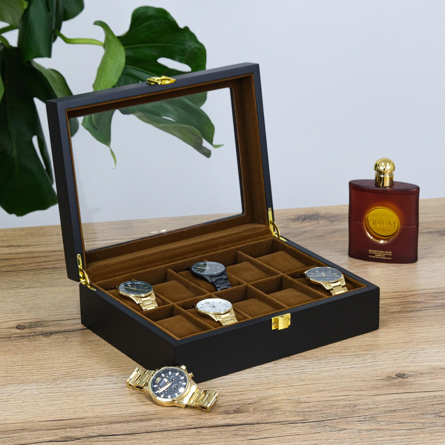 Шкатулка для часов Гранд Презент с 10 слотами экокожа 26х21х8,5 см Черный (JZ-024) Шкатулка для часов Гранд Презент с 10 слотами экокожа 26х21х8,5 см Черный (JZ-024)