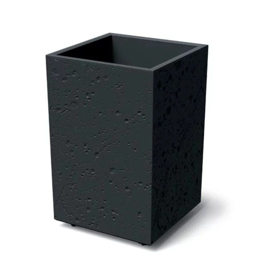 Горшок пластиковый на роликах Sierra Square High Beton Effect 38,5х38,5 см Черный бетон (DSIH400E-B411)