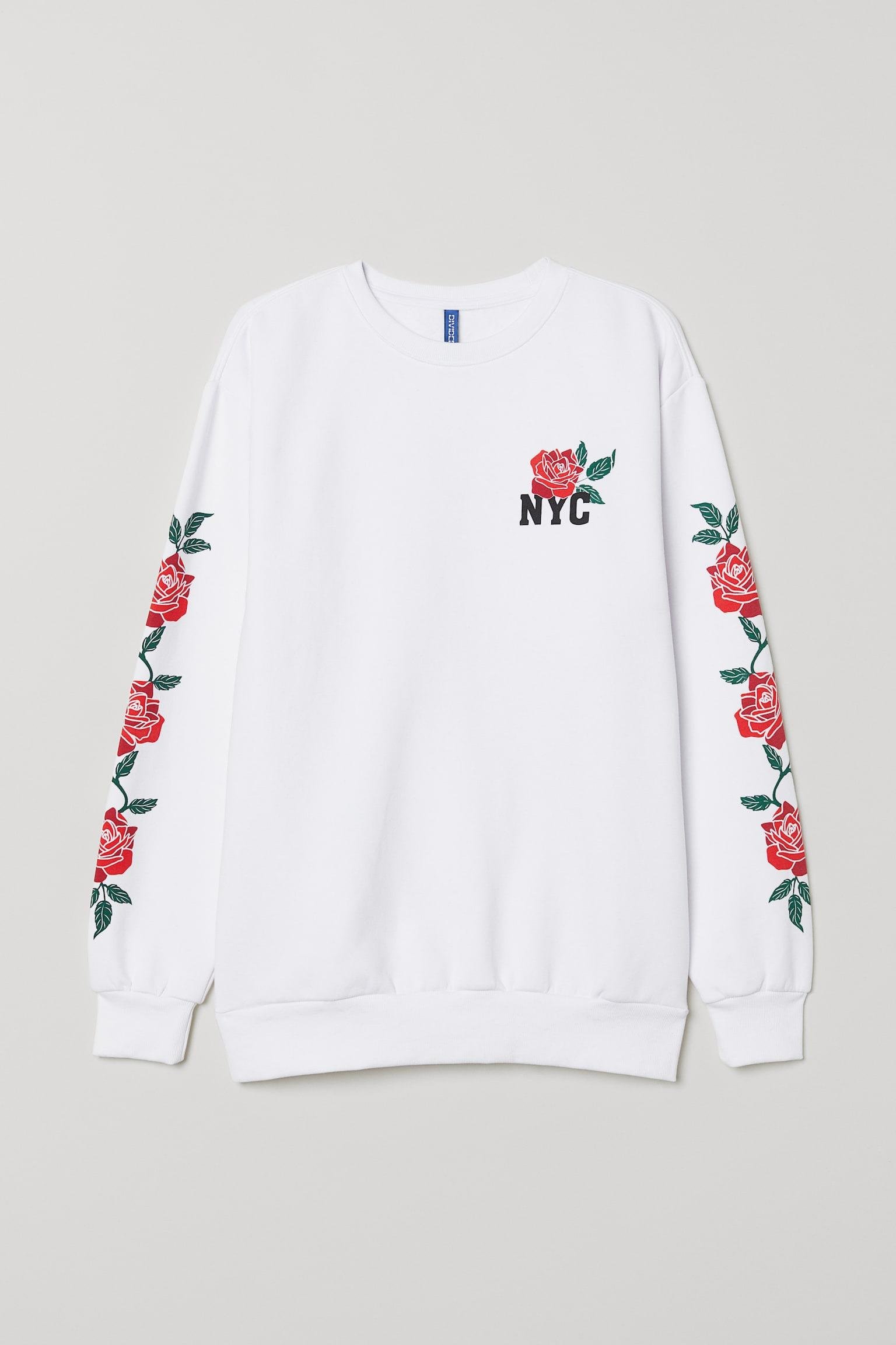 Світшот H&M з трояндою XS NY Білий (551055П) Світшот H&M з трояндою XS NY Білий (551055П)