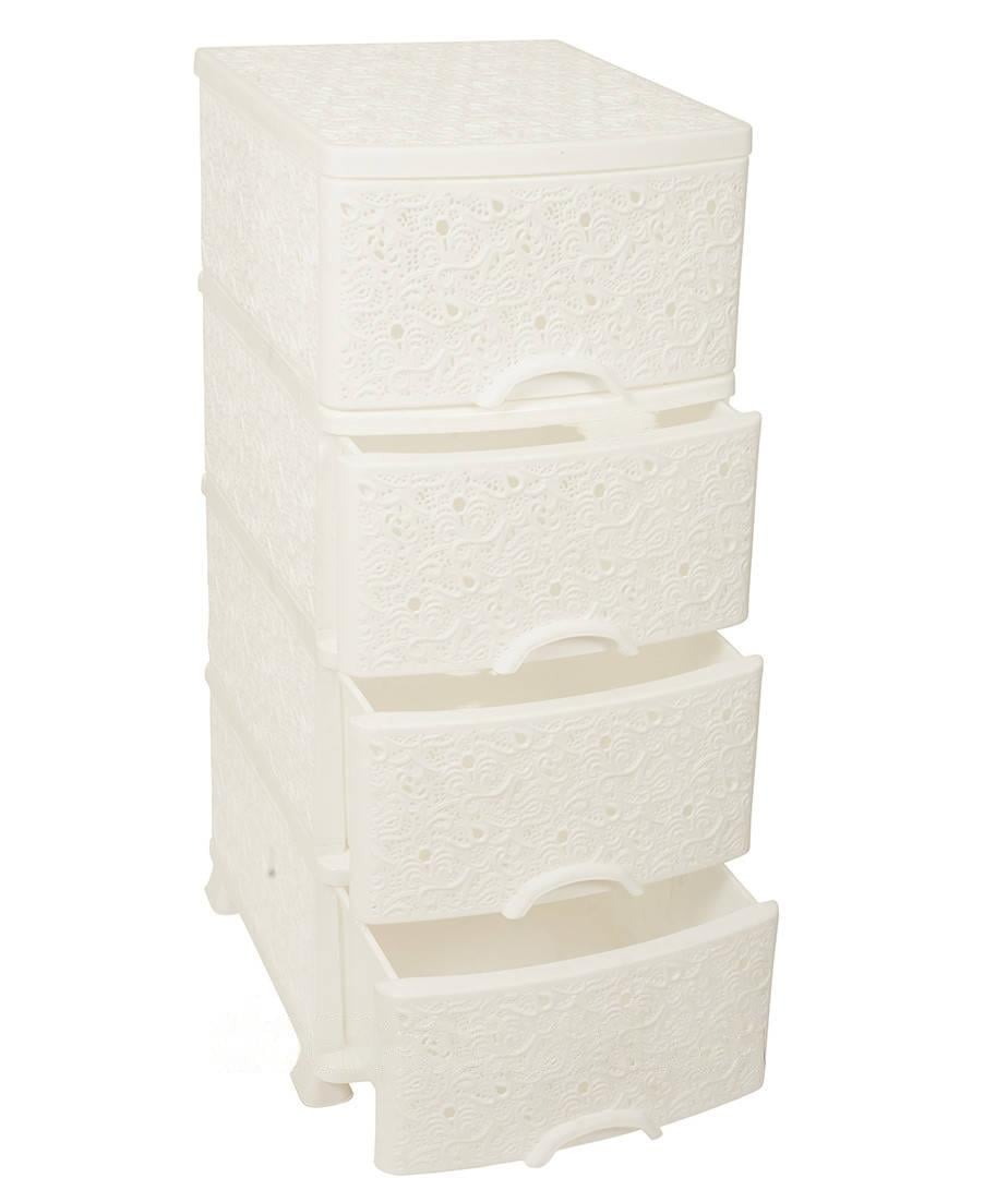 Комод разборный Efe Plastics ажурный на 4 ящика Белый (2-11-D0962)