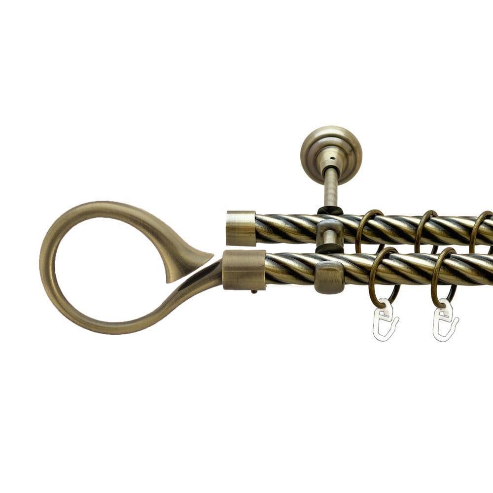 Карниз металлический Orvit Скипта двухрядная открытая/скрученная труба/кольцо металлическое Антик 19/19 мм 200 см (00-00022242)