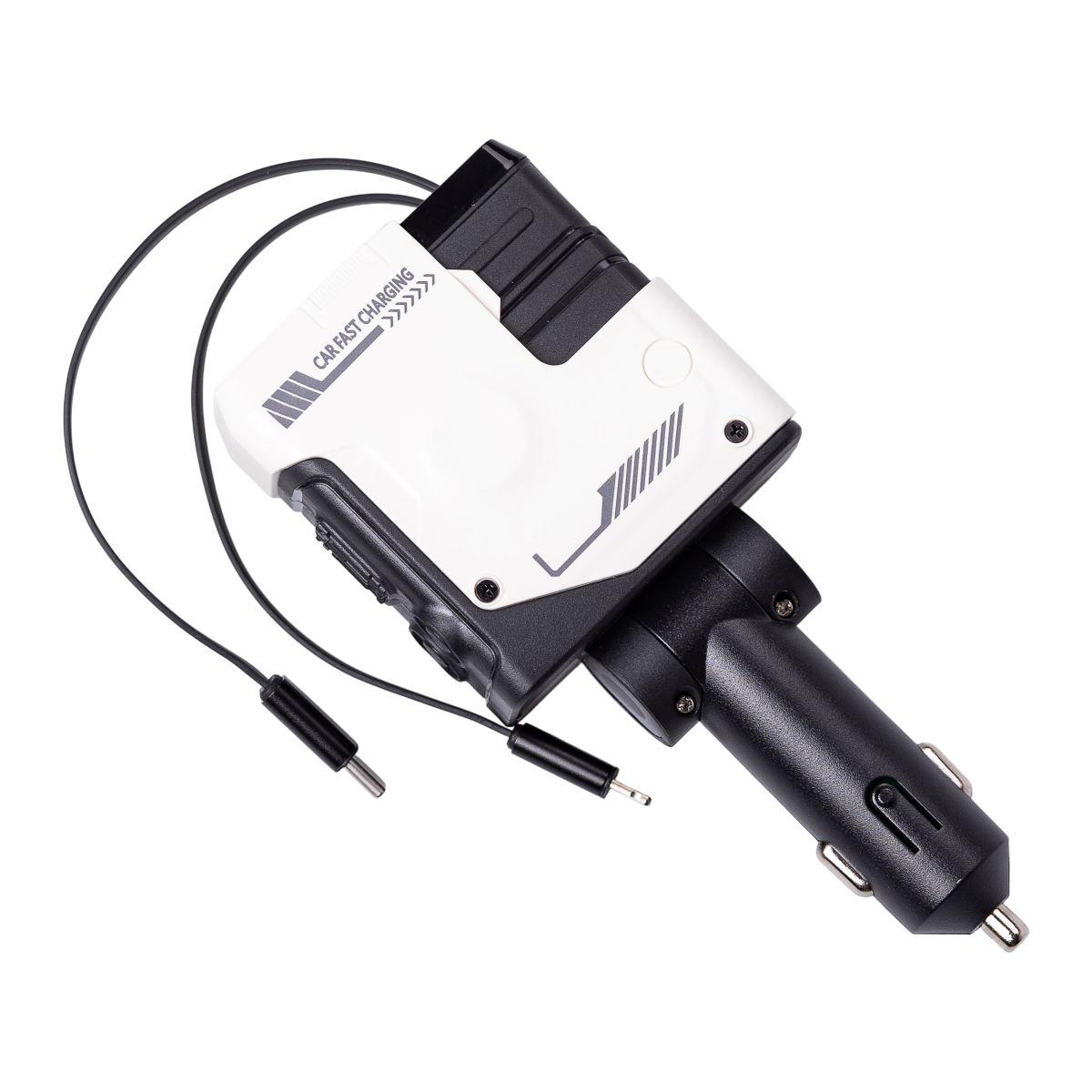 Зарядний пристрій автомобільний Mecha з висувними кабелями та портами USB/Type-C Білий (6833) - фото 4 Зарядний пристрій автомобільний Mecha з висувними кабелями та портами USB/Type-C Білий (6833) - фото 4