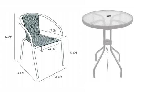 Комплект меблів 4Points Bari-2 круглий стіл та 2 стільці Чорний - фото 8