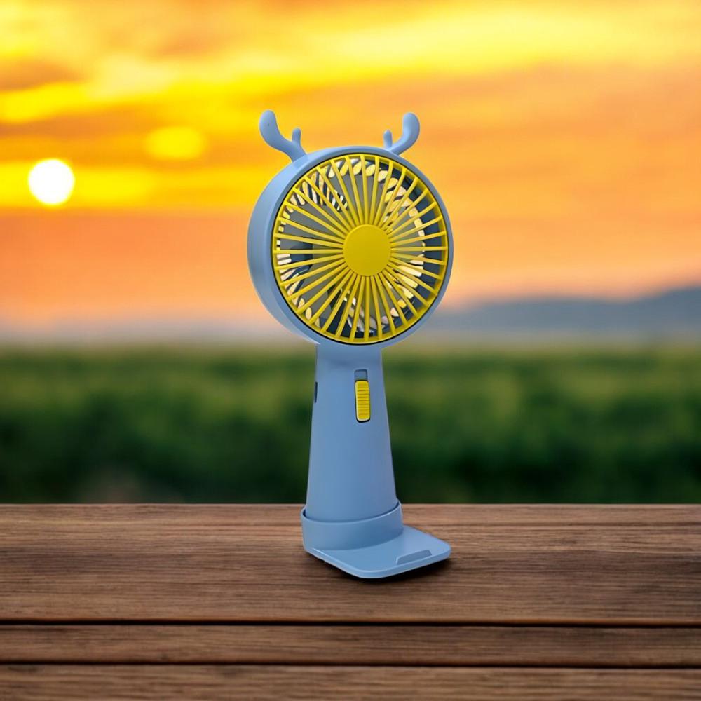 Вентилятор портативний Оленя з ріжками на акумуляторі та USB Блакитний (51-бла-39559) - фото 5 Вентилятор портативний Оленя з ріжками на акумуляторі та USB Блакитний (51-бла-39559) - фото 5