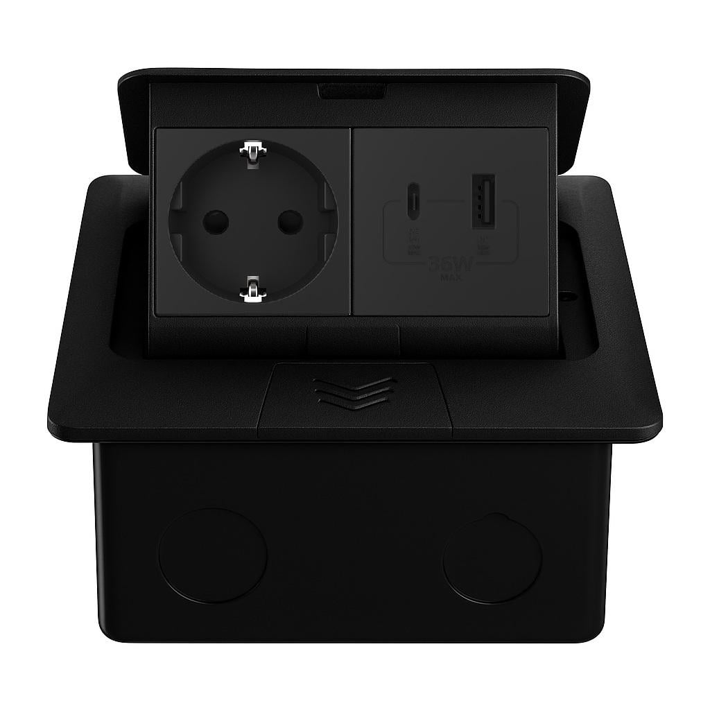 Розетка напольная LIVOLO с USB-A/USB Type-C 36 Вт встроенная IP44 алюминий Черный (VL-SHS016-TC.UA.UC-BP-B) Розетка напольная LIVOLO с USB-A/USB Type-C 36 Вт встроенная IP44 алюминий Черный (VL-SHS016-TC.UA.UC-BP-B)