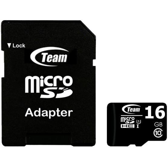 Карта памяти TEAM 16 GB microSDHC class 10 + SD-adapter для хранения и передачи информации