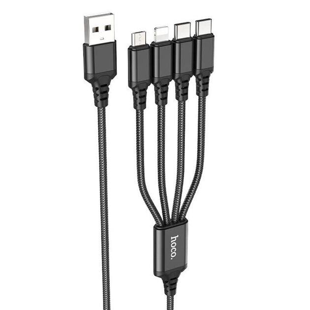 Кабель USB Hoco X76 4в1 Type-Cх2/iP/Micro 1 м (20770700) - фото 1