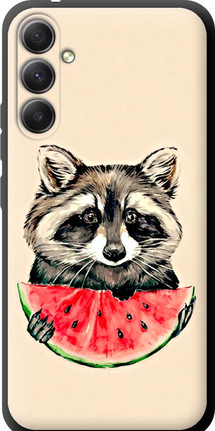 Чехол на Samsung Galaxy A34 A346E Енотик с арбузом (4605b-2936-42517)