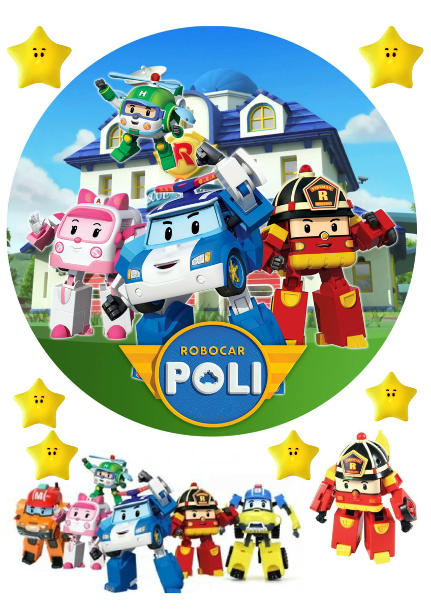 Картинка на торт вафельная Robocar Poli (14662) Картинка на торт вафельная Robocar Poli (14662)
