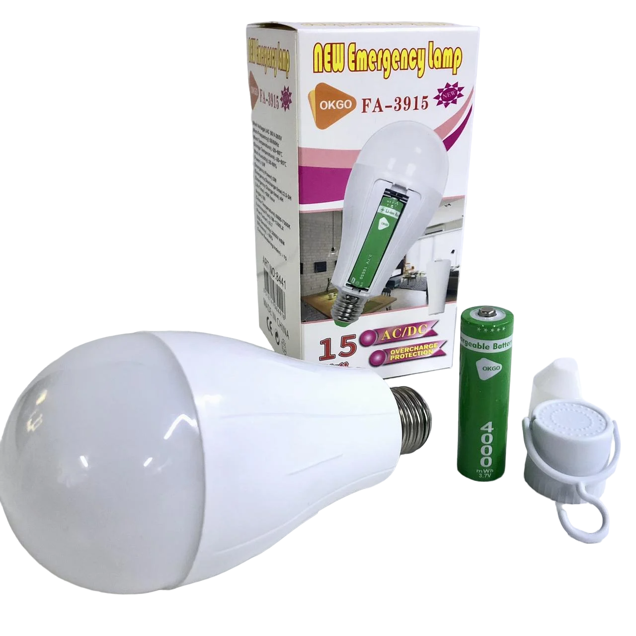 Лампочка з акумулятором 18650 на патрон (E27 BL Fa 3920 bulb AND)