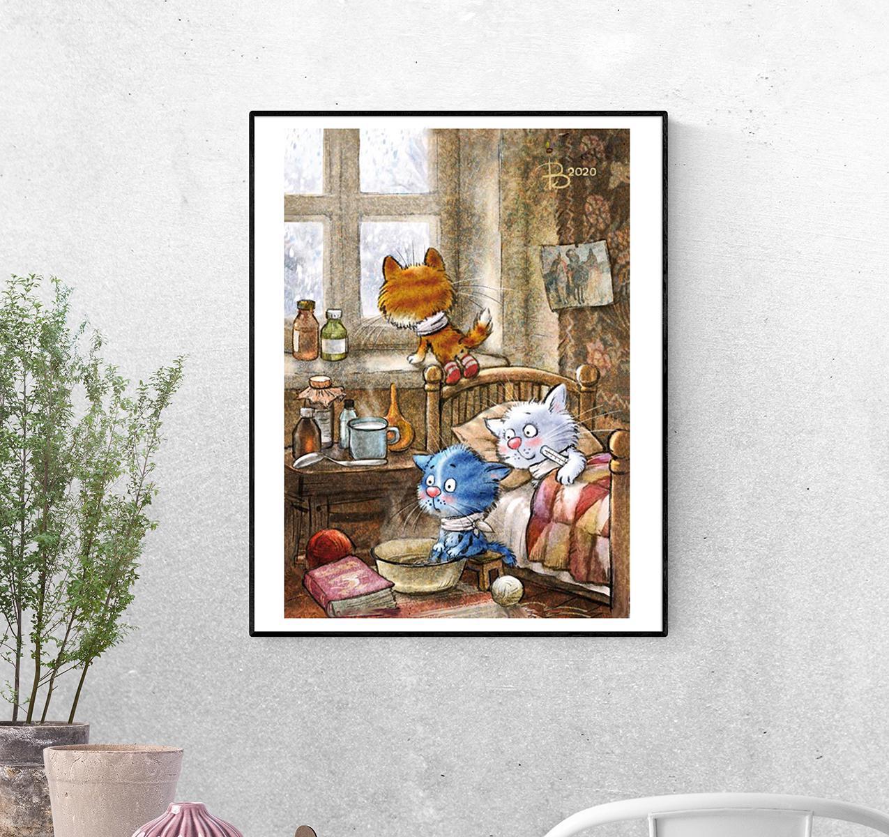 Постер Заболели котята формат А-3