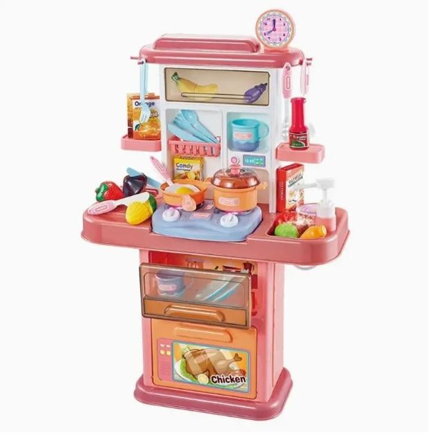 Кухня детская игровая плита/посуда/продукты/ Розовый (777-8)