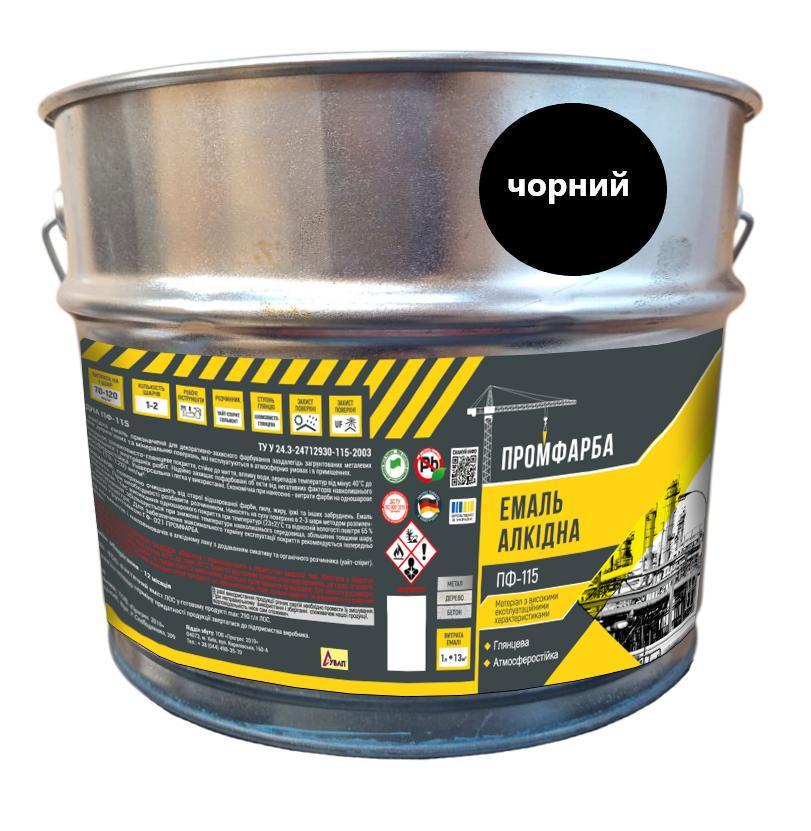 Эмаль алкидная ПФ-115 ПРОМКРАСКА 12 кг 8 л Черный (3014750802)