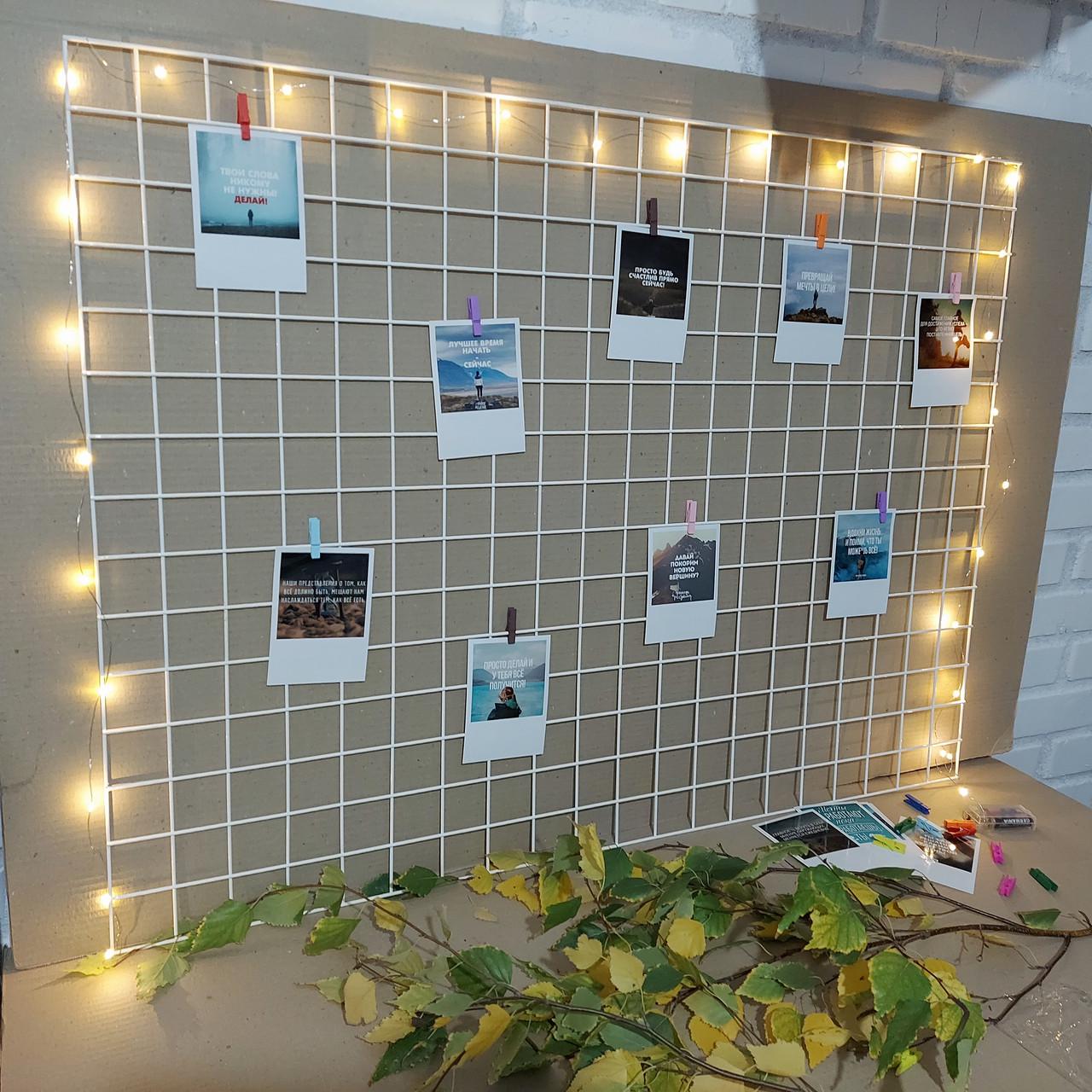 Мудборд 100х60 см 40 прищіпок для фото Білий Мудборд 100х60 см 40 прищіпок для фото Білий