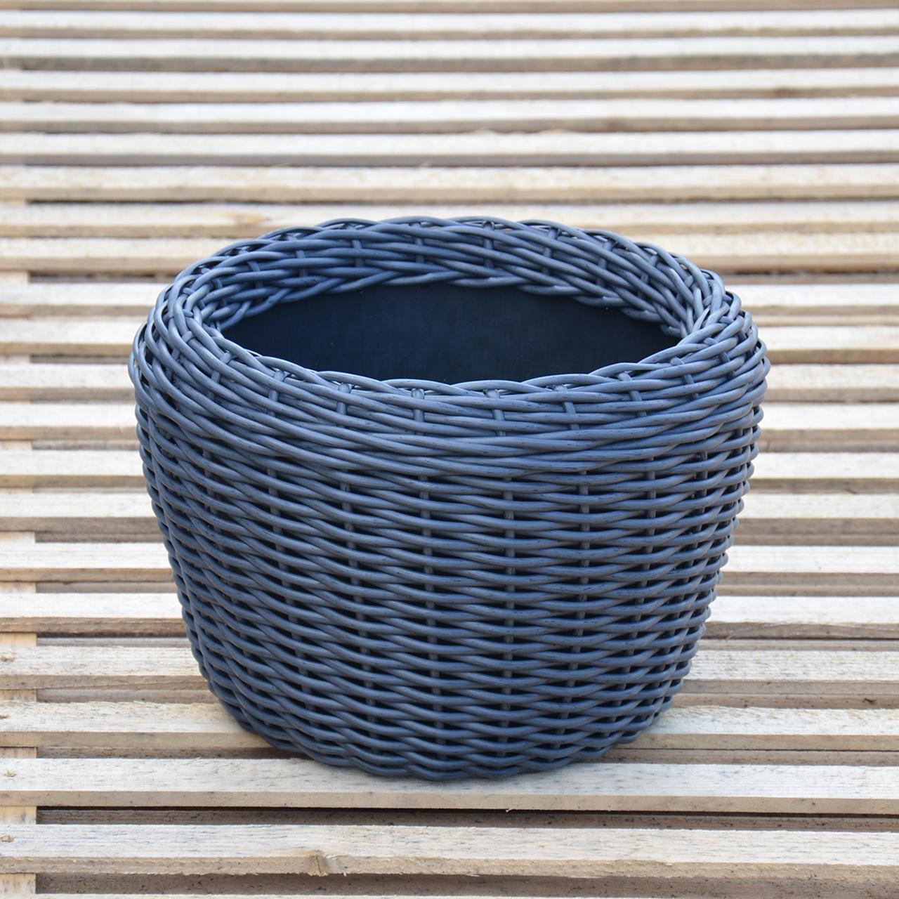 Кашпо для рослин з штучного ротангу 12 л Графітовий (11717131) - фото 6