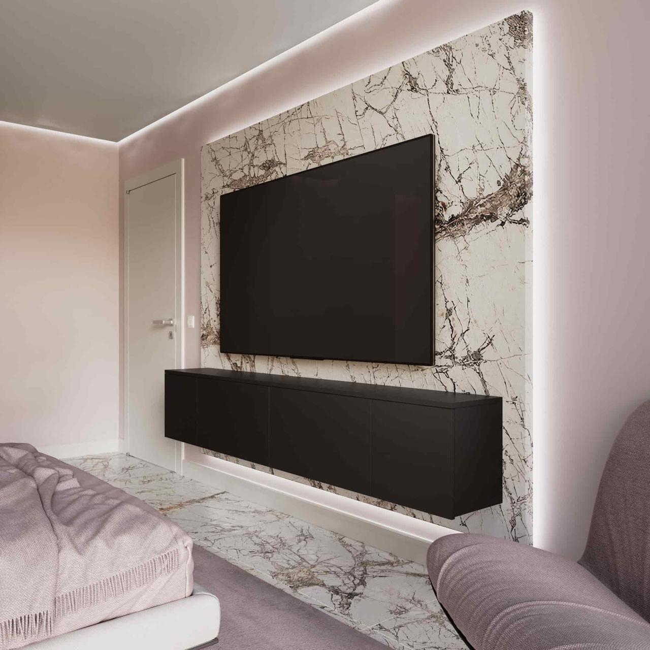 Тумба підвісна для ТВ Сойка 2200х300х400 мм Чорний (28426592)