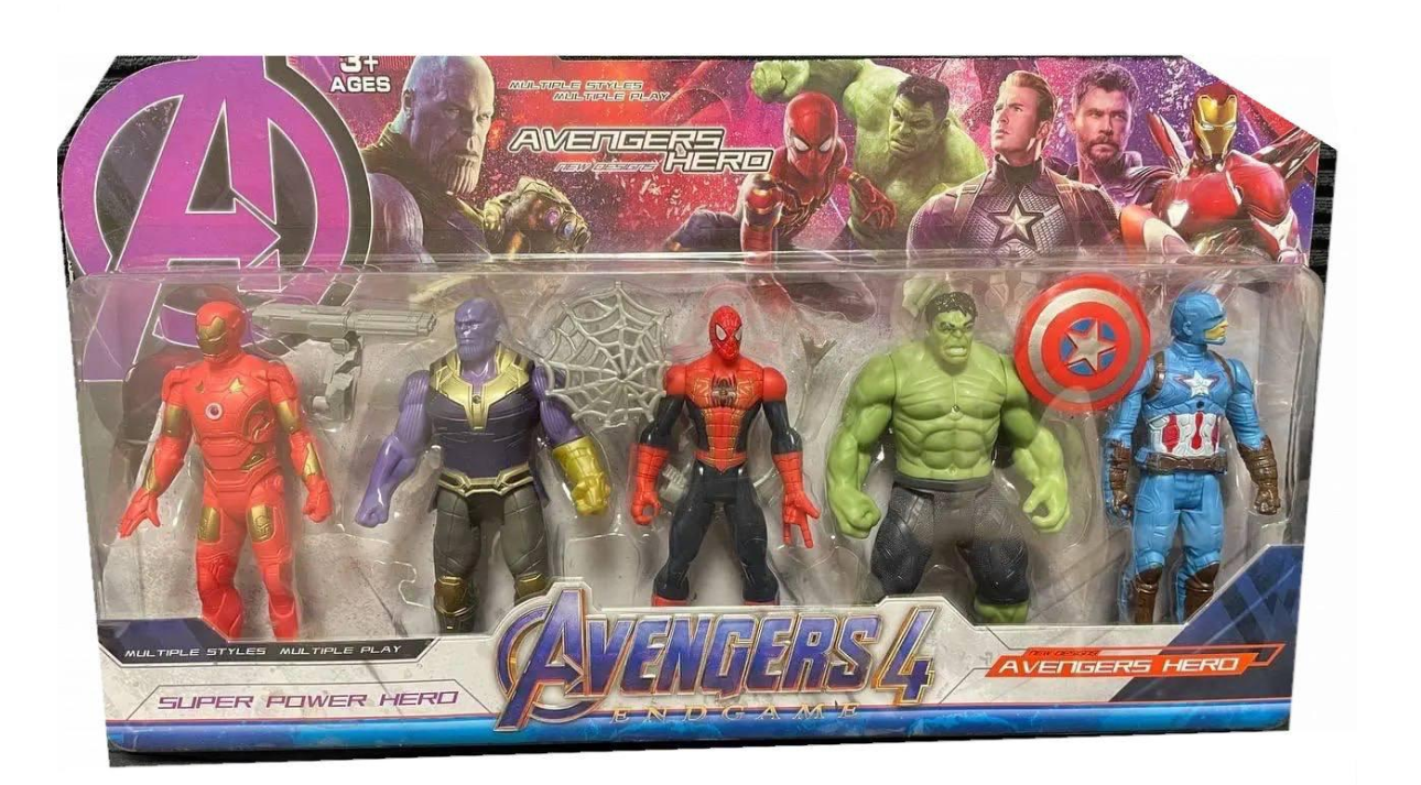 Набор фигурок Marvel Танос/Человек Паук/Халк/Капитан Америка/Железный человек 15 см