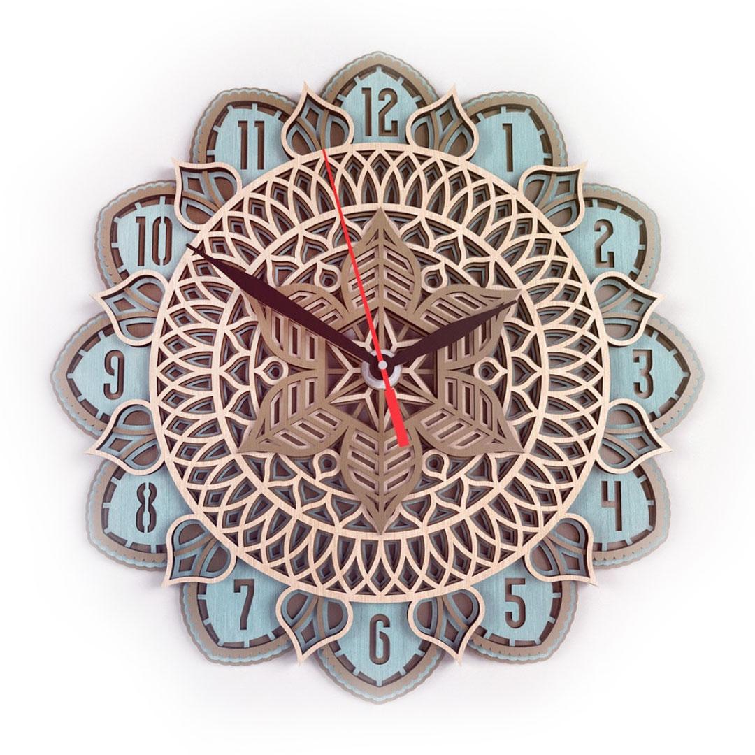 Настенные часы из дерева Мандала MCLO10009 hand made под окрашивание