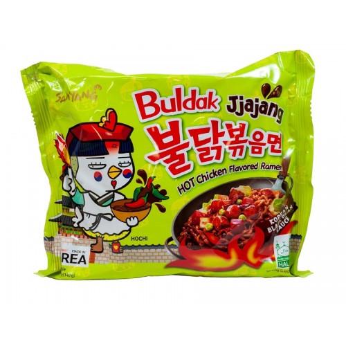 Рамен острый Buldak Jjajang Hot Chicken Flavor Ramen Samyang с курицей и черными бобами 140 г