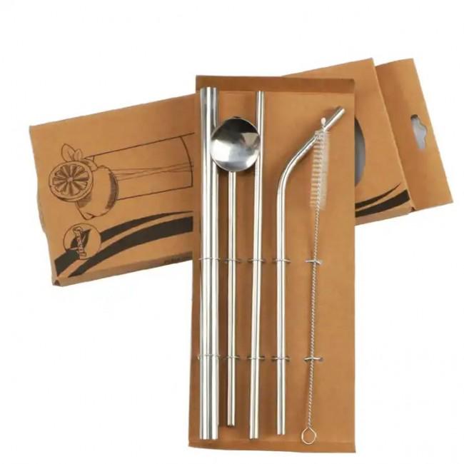 Набор металлических экотрубочек Bar для напитков 5 предметов Серебро (406250) - фото 2 Набор металлических экотрубочек Bar для напитков 5 предметов Серебро (406250) - фото 2