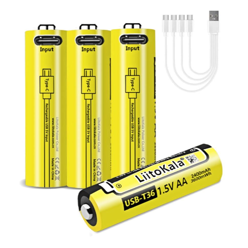 Набір акумуляторів LiitoKala USB-T36/USB Type-C кабель зарядки 4 шт. (51662)