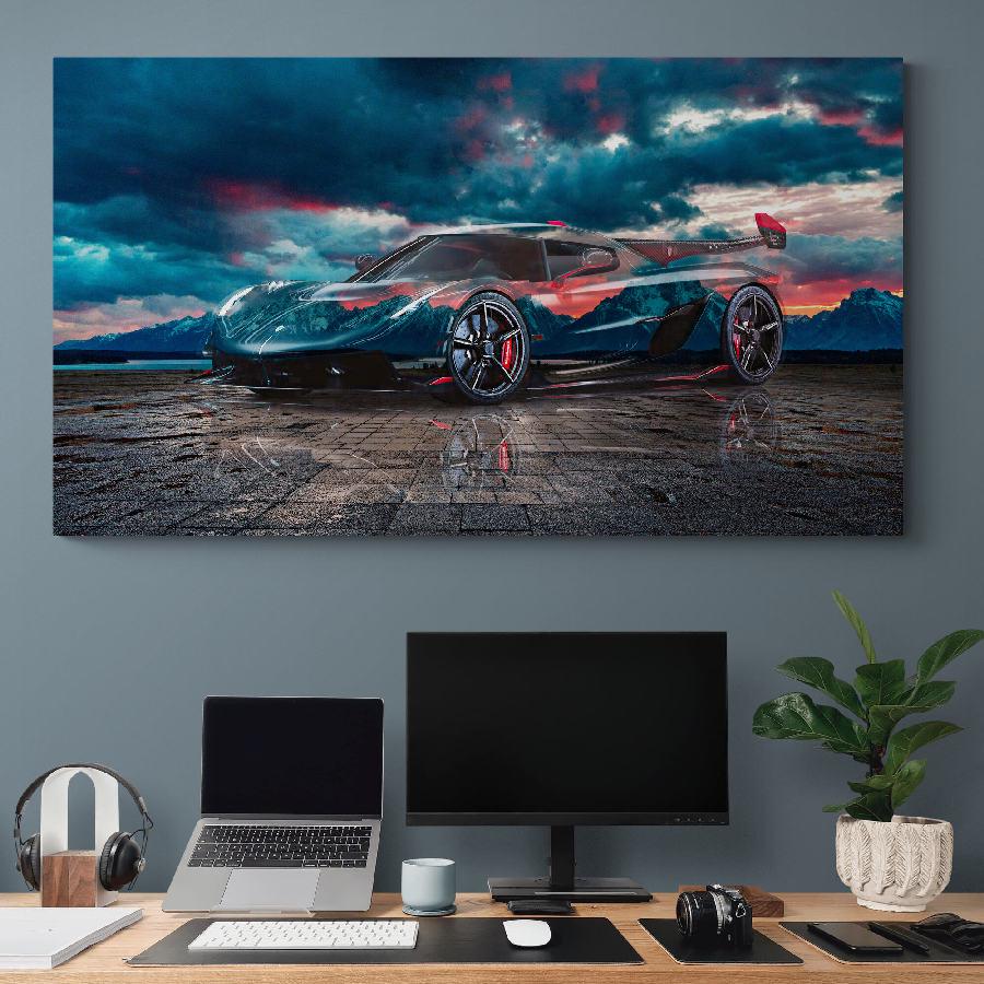 Картина HolstPrint Спорткар Bugatti Veyron 50х100 см