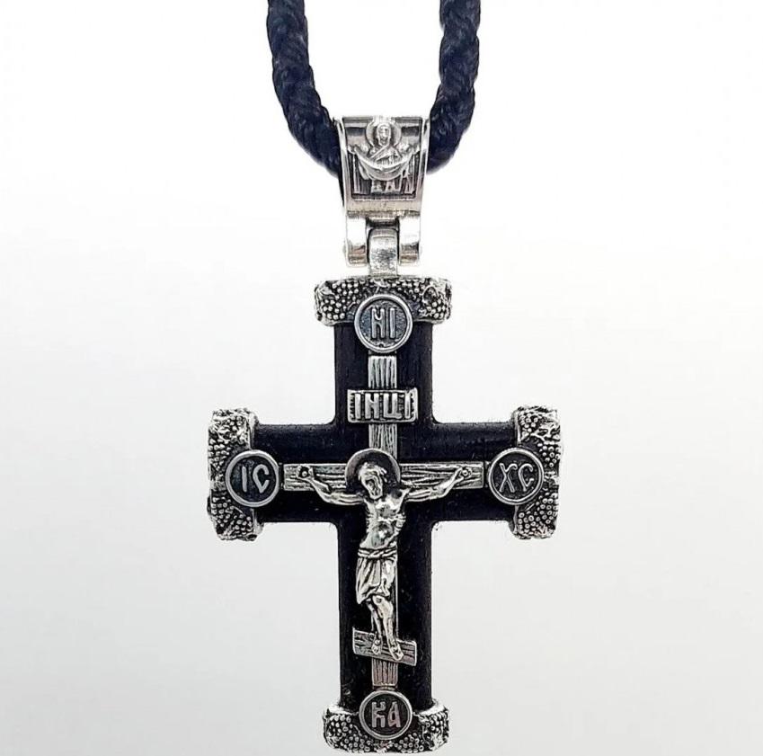 Хрест дерев'яний Ideale 2063-IDE Розп'яття Христа зі сріблом (14244791)