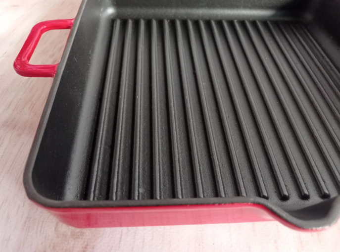 Сковорода гриль чугунная OMS для индукции 30x30 см Красный (3265-30red) - фото 3