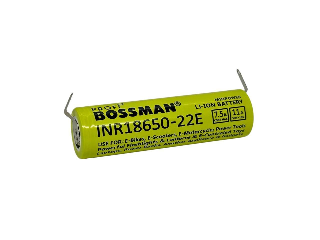 Акумулятор високострумовий Bossman Profi Li-ion 3,7V 2000mAh INR18650-22EU з контактами під пайку (2499586099)