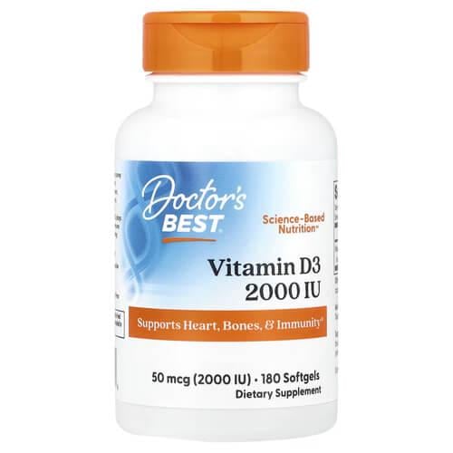 Витамин D Doctor's Best Vitamin D3 50 mcg 2000 IU 180 Softgels (DRB-00210)