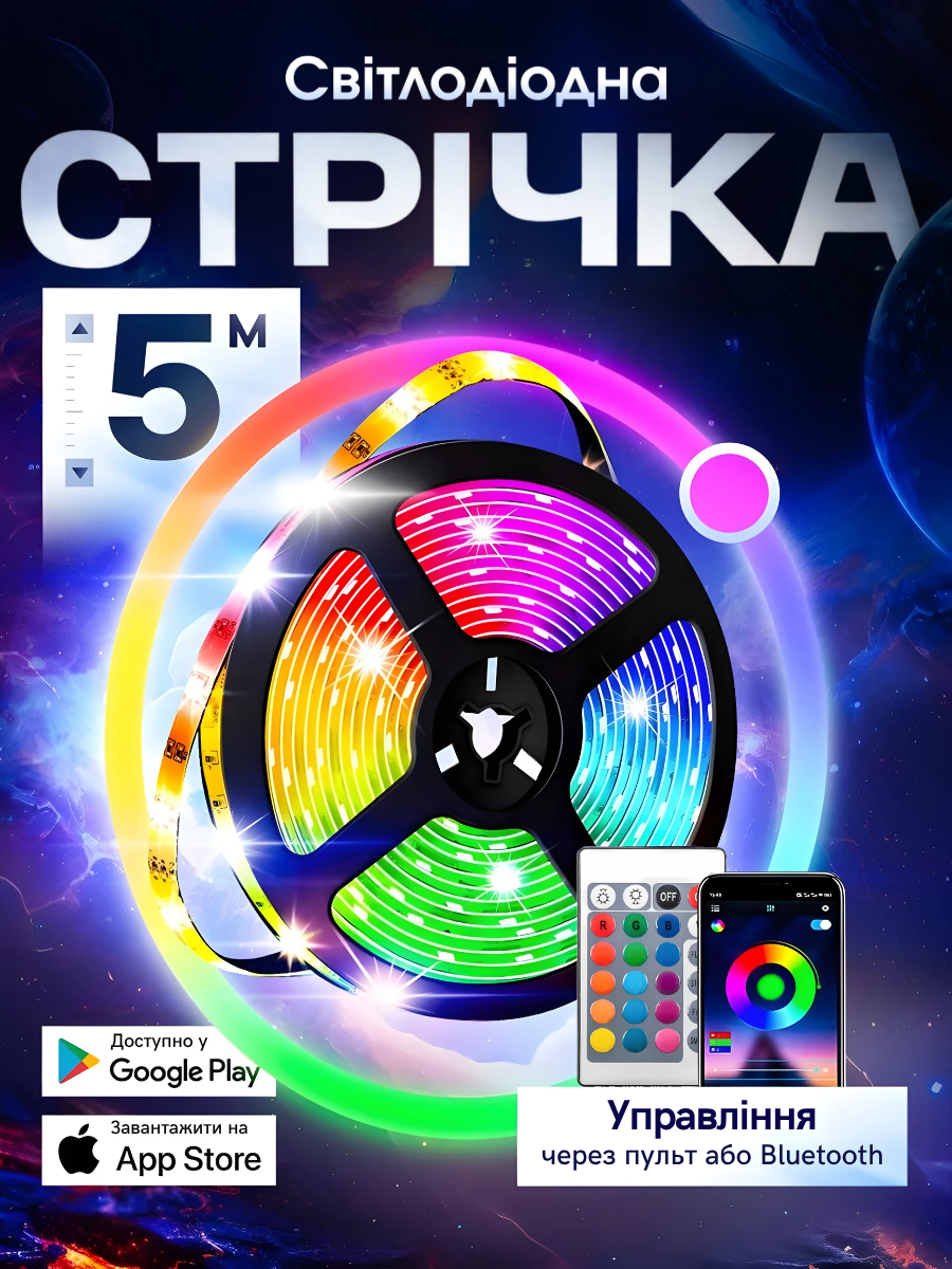 Смарт-стрічка RGB 5050 розумна вологозахищена світлодіодна 5 м (1642786810) - фото 9 Смарт-стрічка RGB 5050 розумна вологозахищена світлодіодна 5 м (1642786810) - фото 9