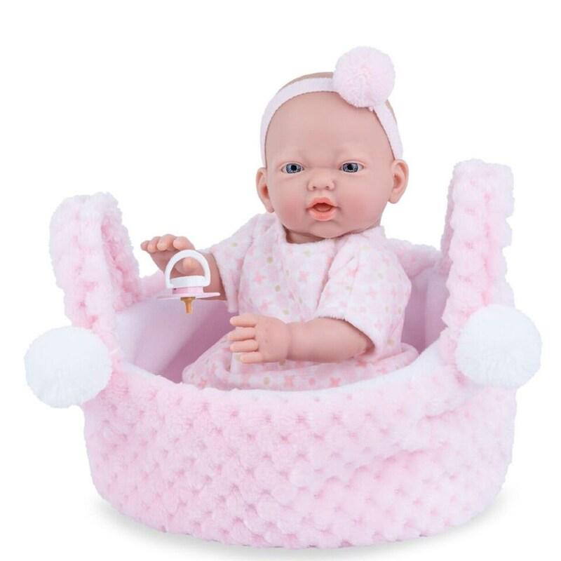 Кукла виниловая испанская Marina&Pau Cesta девочка пупс роза в плетеной корзине 21 см