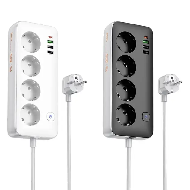Удлинитель сетевой Hoco AC22 Sunlight 4-bit Desktop Socket White (PD30W/1C3A) - фото 3