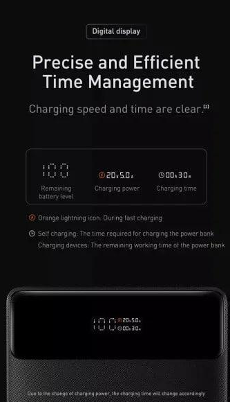 Повербанк BASEUS Blade Power Digital Display Fast Charging 20000 mAh 100W 5 A Quick Charge/Power Delivery Black (PPDGL-01) - фото 13