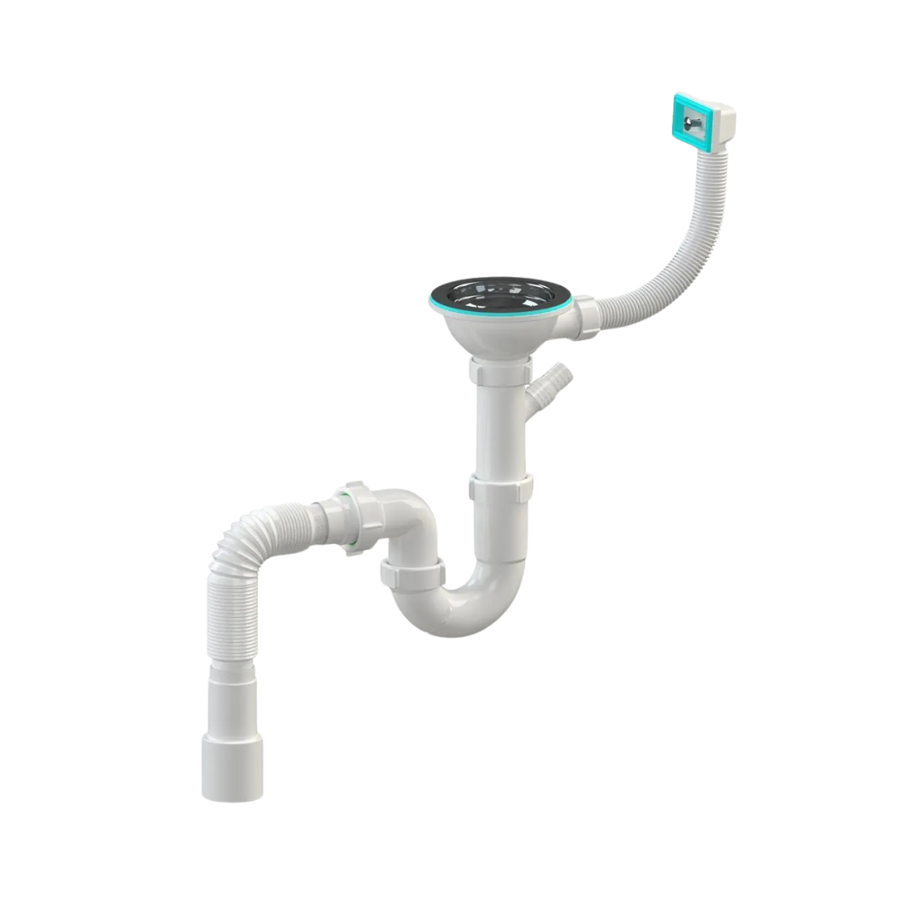 Сифон для умивальника/мийки SoloPlast Н0150 з відводом на пральну машину (28144453)