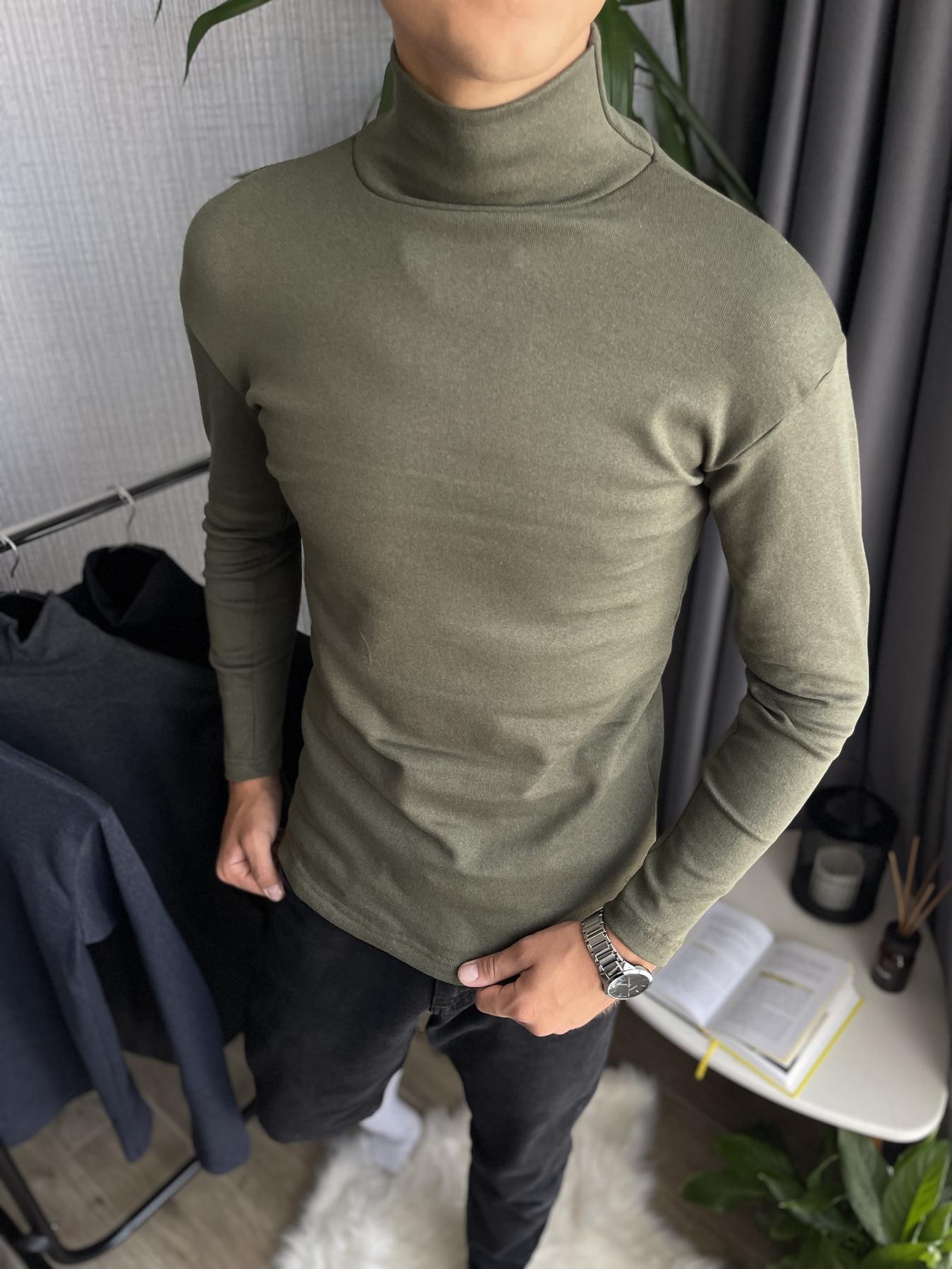 Гольф чоловічий зимовий на флісі облягаючий S Хакі (26534/3/1) - фото 7 Гольф чоловічий зимовий на флісі облягаючий S Хакі (26534/3/1) - фото 7