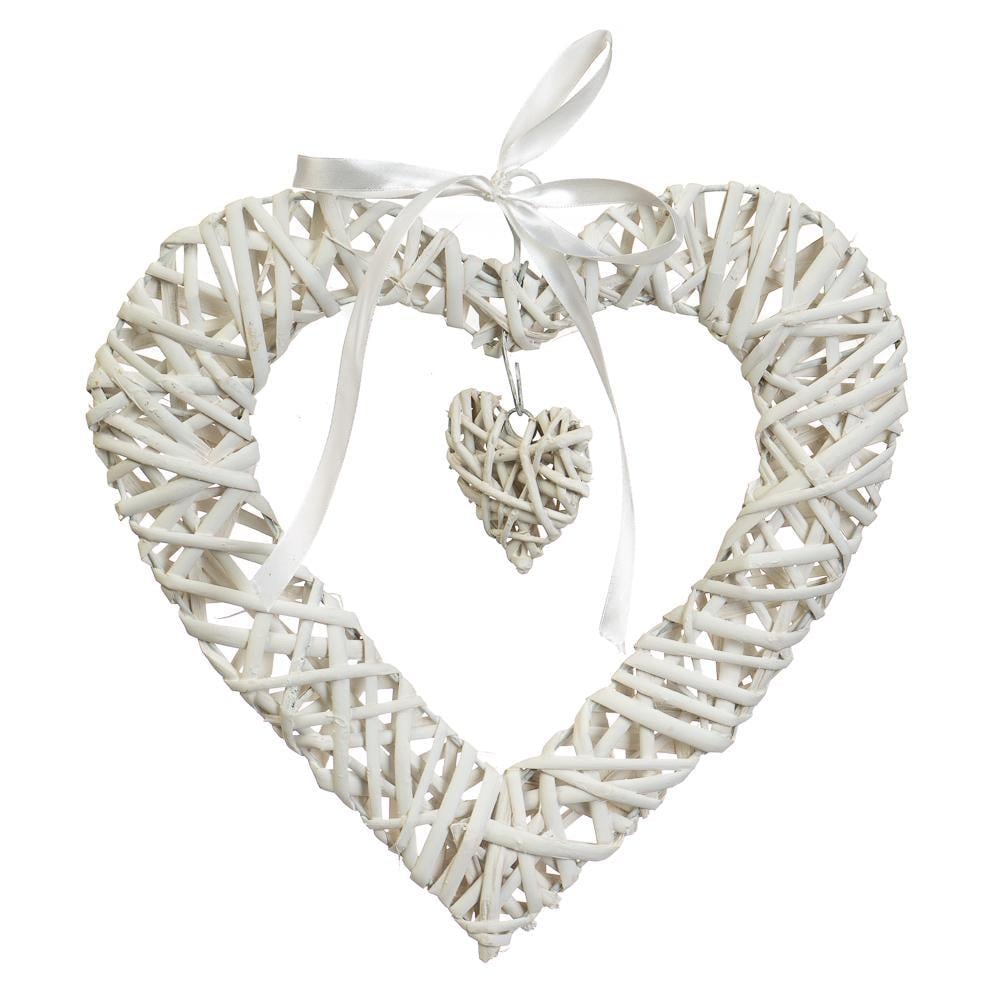 Вінок підвісний із лози Серцевий тандем 30х30 см 5 комплектів (5002-023)